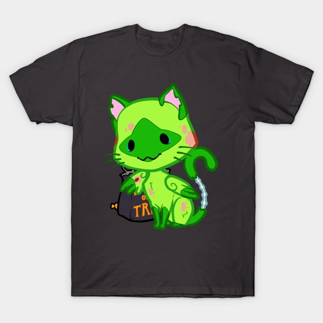 Halloween Chibi Winged Kitty - Siamese Zombie Cat T-Shirt by theghostfire